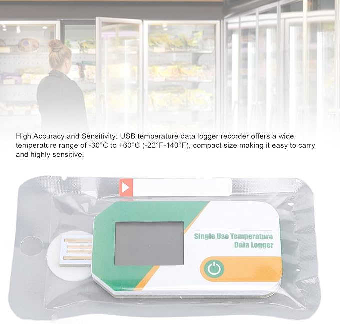 TOPINCN USB Temperature Data Logger Recorder, 32,000 Points High Accuracy Single Use IP67 Digital Temperature Humidity Data Logger for Cold Chain Transportation - Image 3