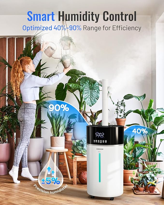 Yokekon Cool and Warm Mist Humidifier Large Room, 4.76Gal/18L Humidifiers for Home 2500 sq ft, Air Humidifiers for Bedroom with Diffuser&Extended Tube, Whole House Humidifiers for Nursery Baby Plants - Image 5