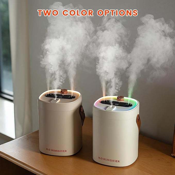 2L Humidifier for Bedroom,Portable Cool Mist Humidifiers,Ultra Quiet 20dB,Top Fill Air Humidifier for Home,Office,Plants,Adjustable Humidity,Night Light,BPA-Free,Beige - Image 7
