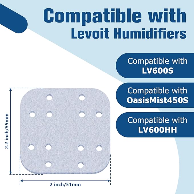 Funmit 20 Pack Humidifier Replacement Filters for LEVOIT, Mineral Absorption Pad Compatible with LV600S, LV600HH, OasisMist450S - Image 2