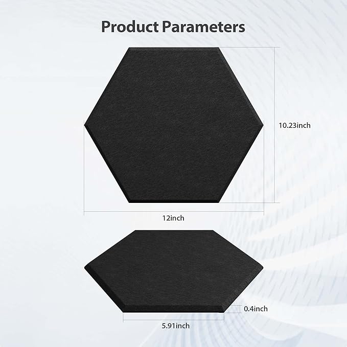12 Pack Acoustic Panels Self Adhesive Sound Proof Foam, High Density Sound Acoustic Foam Panel, 12X10.23X0.4 Inch Hexagon Wall Panels in Home,Office,Reccording Room,Studio(Black) - Image 6