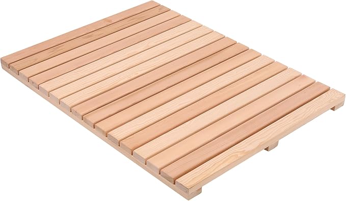 bingaai Cedar Wood Shower Mat, Cedar Wooden Bath Mats, Wood Bath Mat 31.5 × 23.6 in, Shower Stall Mat Non-Slip for Bathroom Bathtub Spa Sauna Garden Home, Wooden Floor Mat Large for Indoor and Outdoor by WhenStyleMeetsPracticality