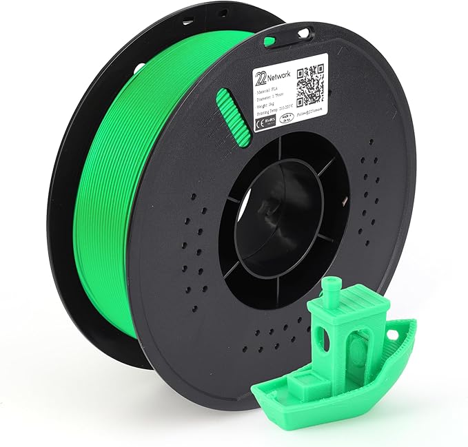 22 Network PLA 3D Printer Filament 1.75mm, 1kg Spool (2.2lbs), Dimensional Accuracy ±0.02mm, Fit Most FDM Printers (Green) by Home