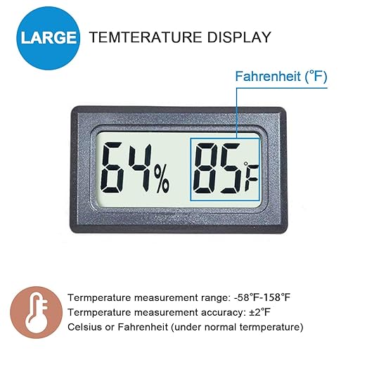 Reptile Thermometer Hygrometer Meter Indoor Temperature Gauge Fahrenheit ℉ Mini Digital Humidity for Outdoor Office Humidors Jars Incubators Guitar Case (1) - Image 3