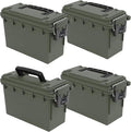 Sheffield 12757 4-Pack Ammo Storage Box, Stackable .30 Cal Field Boxes, Water and Dust Resistant, Lockable Storage Box with Handle, Secures Hunting Gear, Supplies, and Bullets, Made in USA, Green by Sheffield