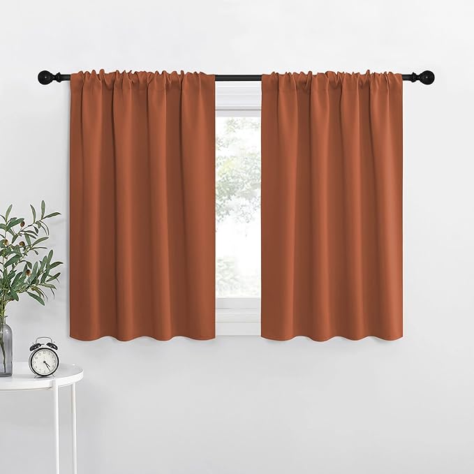 NICETOWN Blackout Curtains for RV Windows, Burnt Orange, 29" by 20", 2 Panels, Room Darkening Window Curtain Panels, Easy-Care Solid Thermal Insulated Draperies/Drapes for Daughter Room by NICETOWN