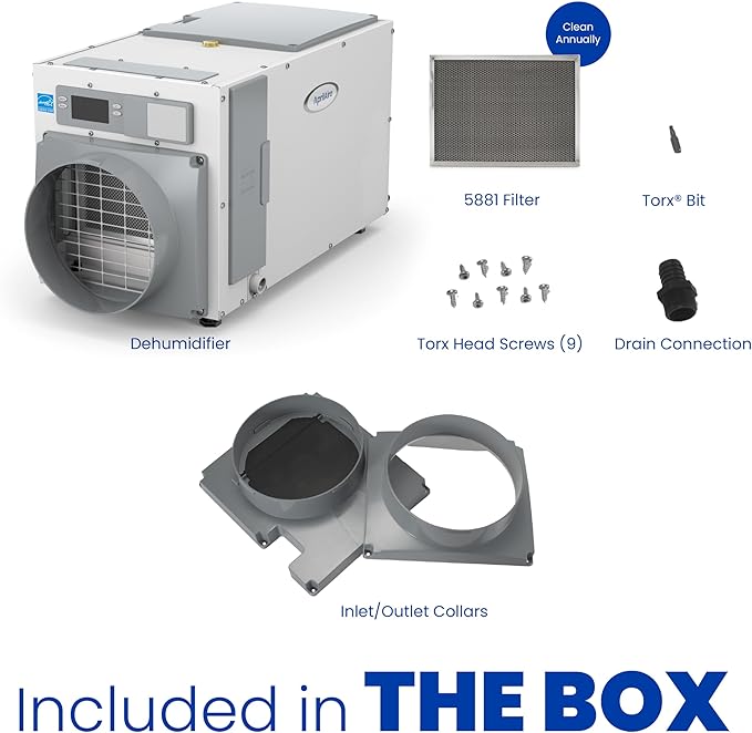 AprilAire E100 Whole House Dehumidifier for Basement & Crawl Space – 100-Pint High-Capacity Commercial Dehumidifier for Homes Up to 5,500 Sq. Ft. with Pump, Drain Hose, & Hanging Kit for DIY Install - Image 3