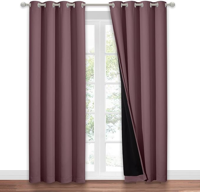NICETOWN Total Shade Patio Door Curtain for Living Room, Heavy-Duty Full Light Shading Sliding Door Room Divider Drape, Vertical Blind for Window（Dry Rose, 1 Panel, 52 inches Wide x 84 inches Long - Image 2