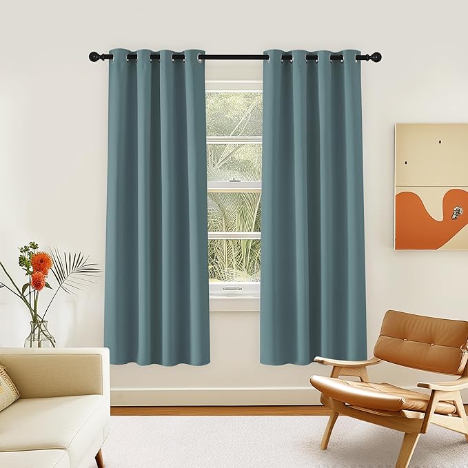 NICETOWN Room Darkening Curtain for Living Room - Energy Saving Thermal Insulated Grommet Room Darkening Curtain/Drape for Bedroom (1 Panel, 46 by 72, Greyish Blue) by NICETOWN