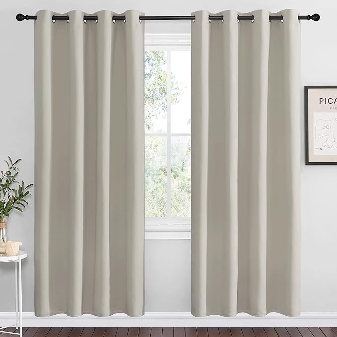 NICETOWN Natural Room Darkening Curtains 78" Long for Boho Farmhouse Home Decoration, Window Treatment Total Privacy Drape Panels for Bedroom Living Room Guest Room (55" Wide, Set of 2) by NICETOWN