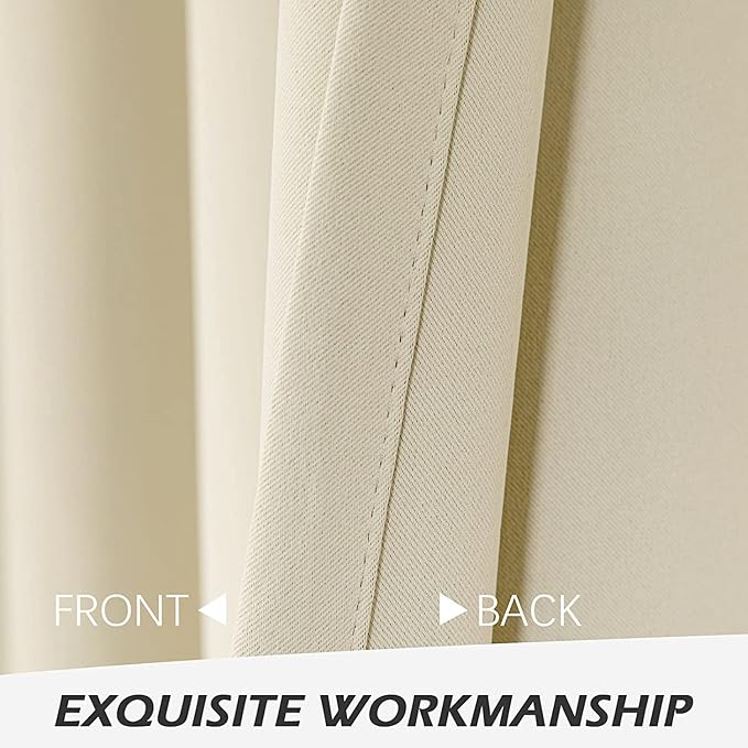 MYSKY HOME Beige Blackout Curtains for Living Room 95 Inch Long Sliding Door Curtains for Bedroom Thermal Insulated Curtains Grommet Top Window Drapes Single Panel Curtains, 52 x 95 Inch, Beige - Image 5