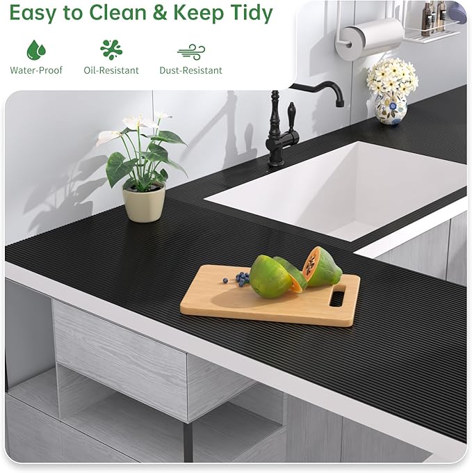 Shelf and Drawer Liner for Kitchen Cabinet, Non-Adhesive 24in x 360in Waterproof Durable Thickened EVA Material Easy-to-Cut Contact Paper Non Slip Mat for Refrigerator, Cupboard, Dresser - Image 4