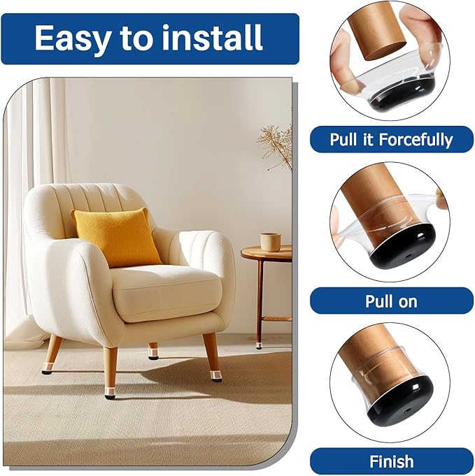 28 Pcs Chair Leg Sliders for Carpet, Round Chair Glides, Silicone Furniture Leg Protectors Caps, Carpet Protectors Table Feet Covers Cups, Teflon Furniture Pads Sliders (Fit:13/16" ~ 1-3/16") - Image 5