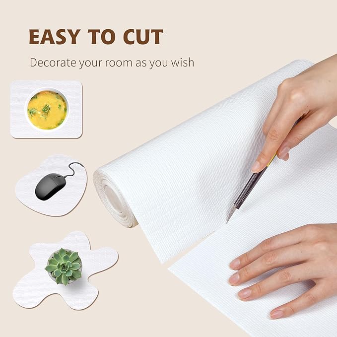 Shelf Liners for Kitchen Cabinets Non Adhesive Drawer Liner 17in x 30FT Pure White Thickened Shelf Liner Strong Non-Slip Easy to Clean for Tool Box Refrigerator with Knife and Tape Measure - Image 7