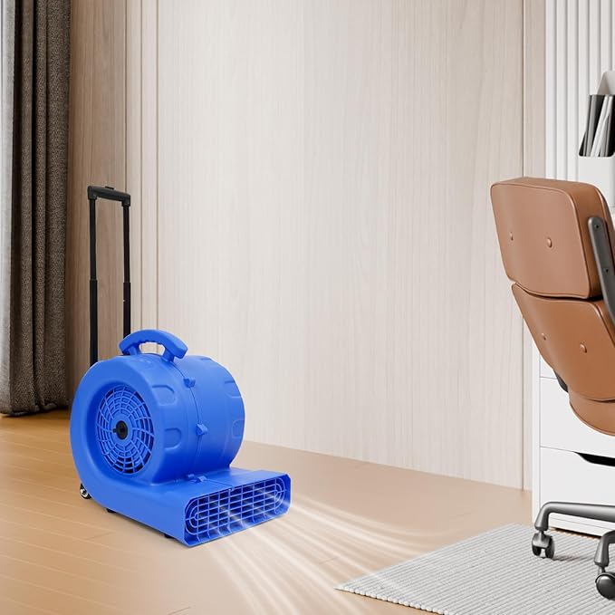 750W Multi-functional Floor Dryer, Powerful All-Copper Motor, 3 Adjustable Speeds & Blowing Angles, 20-120min Timer, 16.4ft Long Cord for Carpet/Floor Drying in Home, Hotel, Mall (Blue) - Image 2