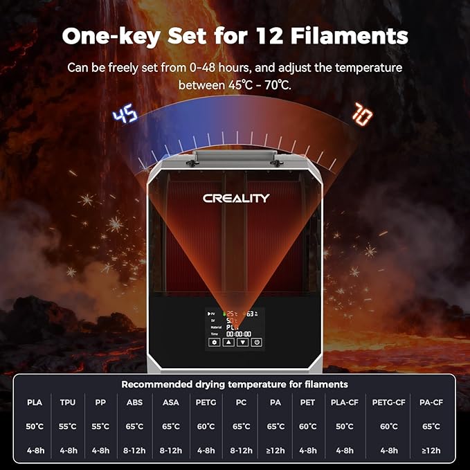 2026 New Official CREALITY Space Pi Filament Dryer Plus, 2 Spools Double 360° 160W PTC Fast Heating 3D Printer Filament Dryer Box, 4''LCD Touch Screen, One-Key Set Filament Drying for PLA PETG ABS TPU - Image 5