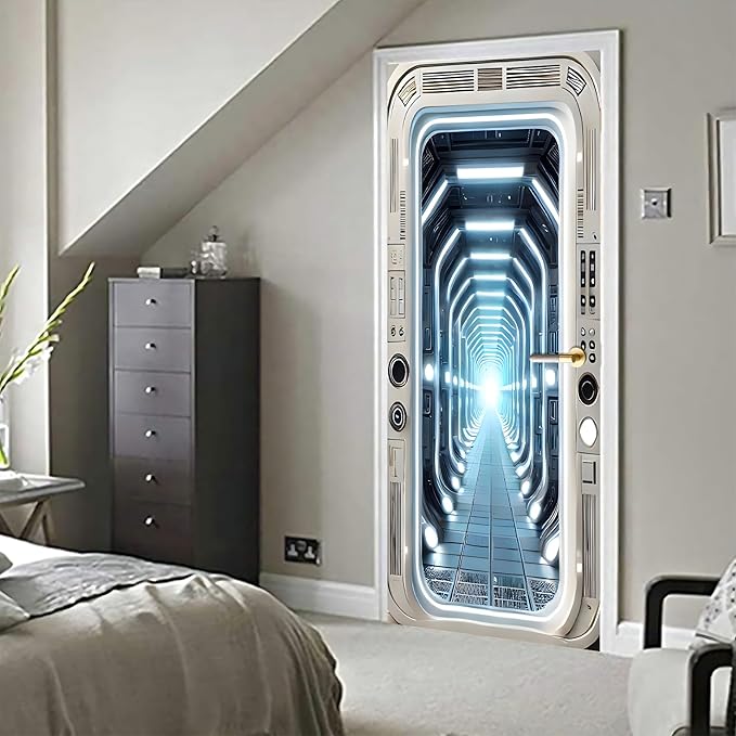 3D Door Stickers, Peel and Stick Vinyl Wallpaper, Self-Adhesive Mural for Home Decor 30.3" W x 78.7" H - Image 6