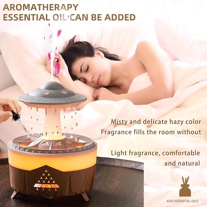 Raindrop Humidifiers for Bedroom -Essential Oil Diffuser with 7 Colors LED Lights,Air Humidifiers,Cool mist humidifier with 4 timers,Vaporizers for nursery,family,bedroom and office(No remote control) - Image 2