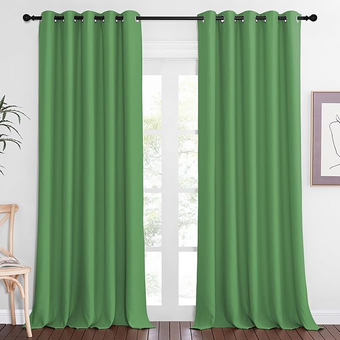 NICETOWN Patio Blackout Curtain Panels - Extra Wide Sliding Door Thermal Insulated Drape, Privacy Room Divider Curtain for Bedroom Office (Froest Green, 66 x 118 Inch Long) by NICETOWN