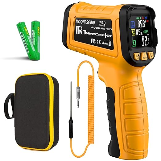 Infrared Thermometer Temperature Gun -58°F to 1796°F, 50:1 Dual-Mode Temp Guns with K-Type Thermocouple for Internal Readings, HVAC Contactless Lazer IR Thermometers for Home & Industry by MOONASCEND
