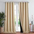 NICETOWN Thermal Insulated 100% Blackout Curtain, Biscotti Beige, 1 PC, 52 inches x 90 inches, Noise Reducing Performance Drape with Black Lining, Full Light Blocking Drapery Panel for Patio by NICETOWN