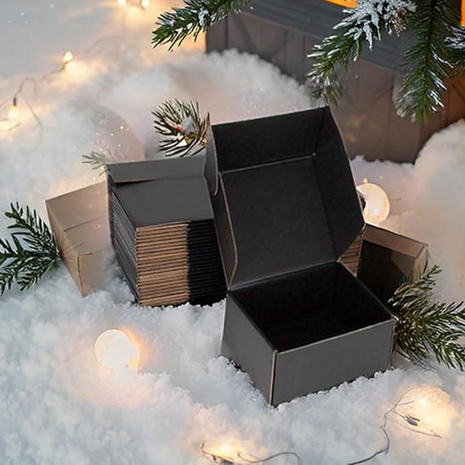 Small Shipping Boxes 7x5x3 Inch (25 Pack) - Sturdy Black Corrugated Cardboard Boxes for Small Business, Ecommerce, Mailing & Packaging | Recyclable Gift & Storage Boxes - Image 4