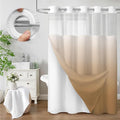 No Hook Shower Curtain and Liner Set,Ombre Beige Hotel Waffle Shower Curtain with Liner 75" L x 72" W by Unknown