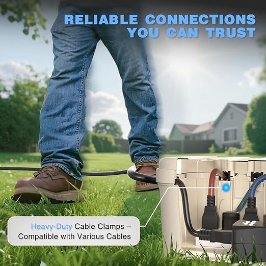 Flemoon Outdoor Electrical Box Waterproof, IP54 Waterproof Extension Cord Cover, Protect Outlet, Plug, Socket, Timer, Power Strip, Holiday Light, Large Weatherproof Connection Box, Almond - Image 8