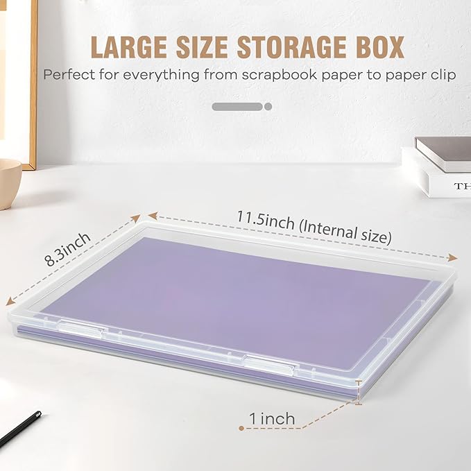 Photo Storage Box, 6 Pack Board Game Storage Containers with Snap-Tight Latch, Plastic Photo Organizers and Storage for Scrapbooks, Card, Papers, Craft (8x10) - Image 2