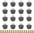 16Pcs M6x20 Medium Hard Rubber Bumper Feet with Screw-in Nut for Furniture Glide Leveling Floor Protector by Rrina