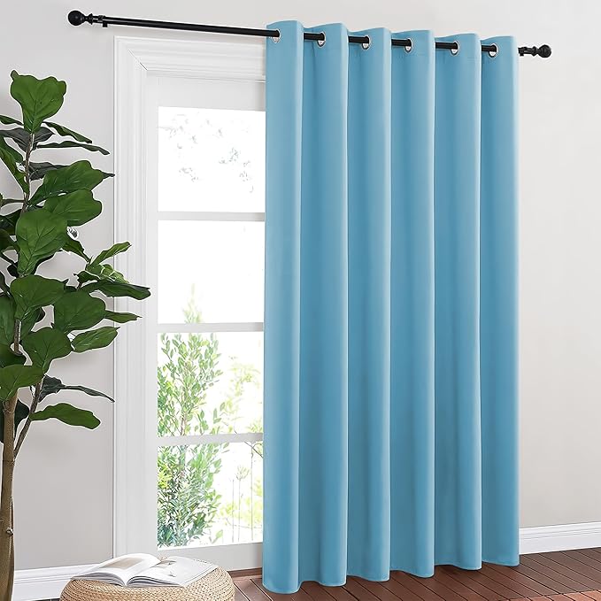 NICETOWN Blackout Sliding Door Curtains 84 Inch Length, Extra Wide Room Divider Grommet Energy Saving Thermal Insulated Curtain for Patio Door Window(W80 x L84, 1 Panel, Teal Blue) by NICETOWN