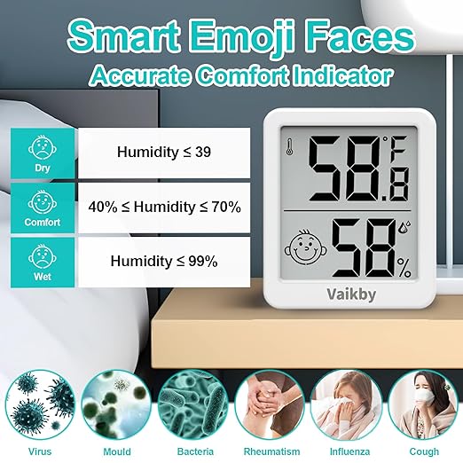 Indoor Humidity Meter Hygrometer 3Pack, Room Thermometer for Accurate Room Temperature Monitor, Digital Hygrometer with Indoor Thermometer for Home, Baby Nursery, and Humidity Sensor Enhanced Comfort - Image 4