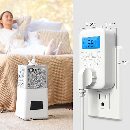 HBN Watt Meter Plug with Backlight, Plug-in Socket Power Meter Electricity Usage Monitor Consumption Home Electrical Energy Monitor, Voltage Amps Wattage Electricity Usage Tester, 9 Display Modes - Image 7