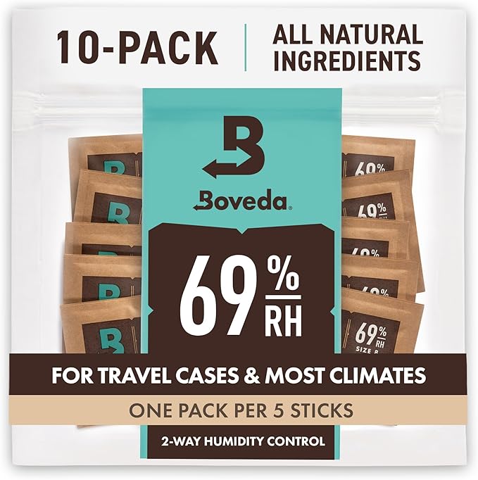 Boveda 69% Two-Way Humidity Control Packs For Storing Up to 5 Items – Size 8 – 10 Pack – For Small Plastic Travel Cases & Bags – Moisture Absorbers – Humidifier Packs in Resealable Bag by Boveda