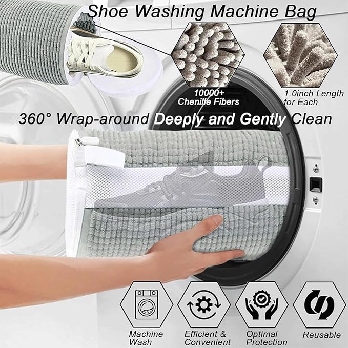 Reusable Sneaker Bag for Washing Machine, Invisible Zipper Design, Protects Shoes in Washing Machine and Dryer, Durable Shoe Bag for Sneakers, Boots(gray) - Image 5