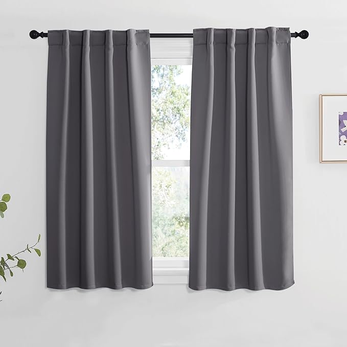 NICETOWN RV Curtains for Camper Windows - (Grey Color) 34x54 Inch, 2 Panels Set, Thermal Insulated Room Darkening Blackout Drapes/Draperies with Rod Pocket & Back Tab for Half Window by NICETOWN
