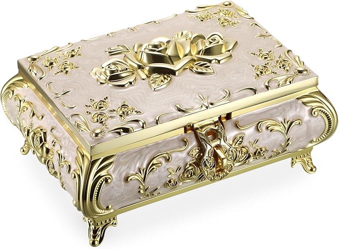 Hipiwe Jewelry Storage Chest Rectangular Keepsake Storage Box Trinket Decorative Box for Rings Earrings Holder Gift for Women, Large by Hipiwe