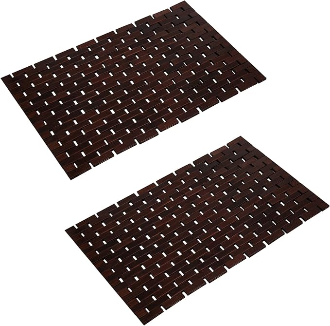 Bath Mat Bathroom Runner Long Large Rugs Floor Wood Shower Bathtub Waterproof Non Slip Accessories 16x34 Inch Easy to Clean, Natural, 1 pc by Fovlaurs