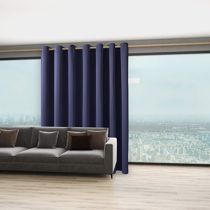 BONZER Room Divider Curtain Total Privacy Wall Extra Wide Thermal Insulated Blackout Curtains for Slide Window, 108L x 108W Inch (9L x 9W ft), 1 Panel, Navy - Image 5