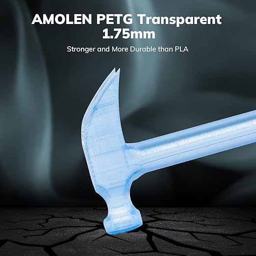 AMOLEN Rapid PETG Transparent 3D Printer Filament 1.75mm +/-0.02mm,500mm/s High Speed Strong Toughness Multicolor Bundle Sky Blue/Green/Transparent/Pink 250gx4 - Image 5