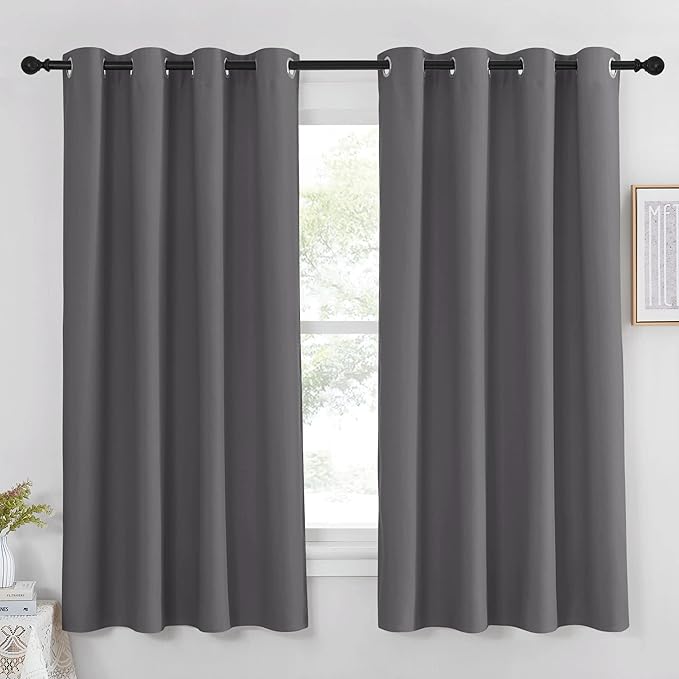 NICETOWN Blackout Window Curtain for Bedroom - (Grey Color) Home Decoration Thermal Insulated Room Darkening Drape/Drapery, W52 x L63 Inch, 8 Grommets/Rings Top, 1 Panel by NICETOWN