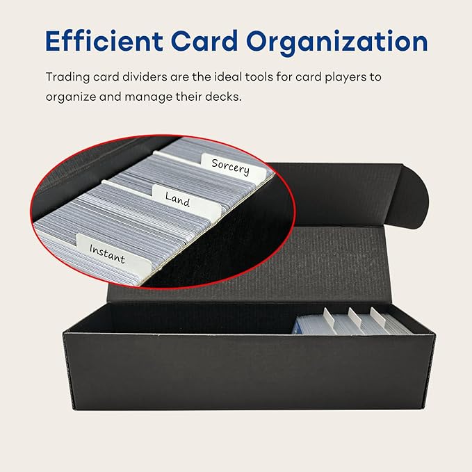 Trading Card Storage Box with Dividers, 10 Count Cardboard Collector Boxes for Sports Baseball Mtg, Black - Image 2