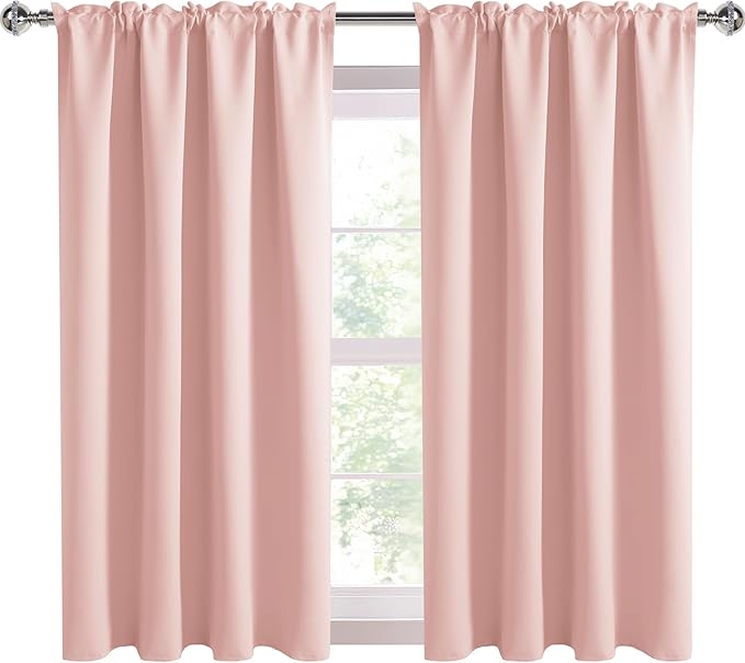 DWCN Blackout Curtains – Thermal Insulated, Energy Saving & Noise Reducing Bedroom and Living Room Curtains, Blush Pink, W 42x L 45 Inch, Set of 2 Rod Pocket Curtain Panels - Image 9