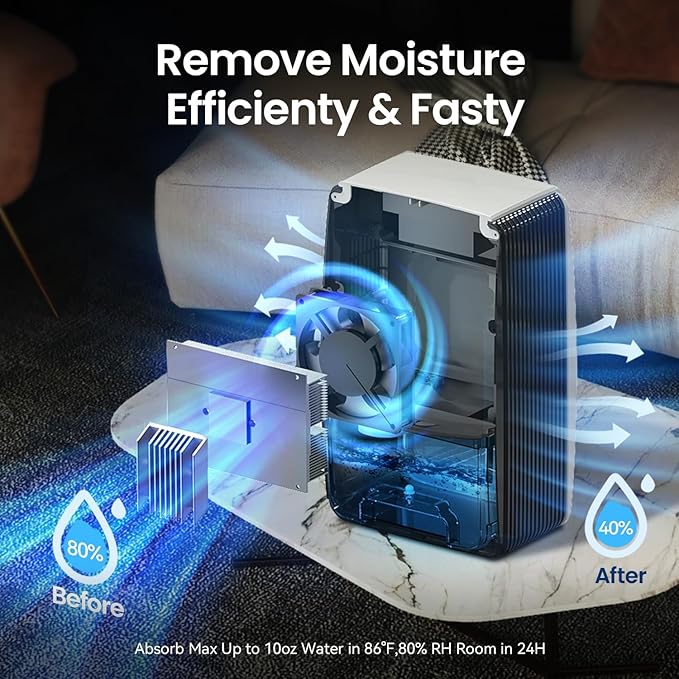 Dehumidifier for Bathroom with Drain Hose, 95 OZ Dehumidifiers for Home Bedroom Basement & RV，Auto Shut-off - Image 3