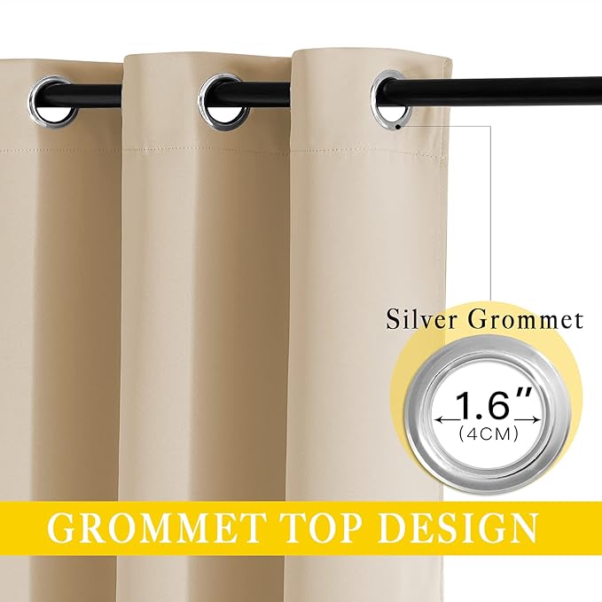 NICETOWN Sliding Door Curtain Window Treatment, Blackout Patio Door Curtain Panels Privacy Thermal Insulated Drapes for French/Patio Door (1 PC, Biscotti Beige, W80 x L95) - Image 2