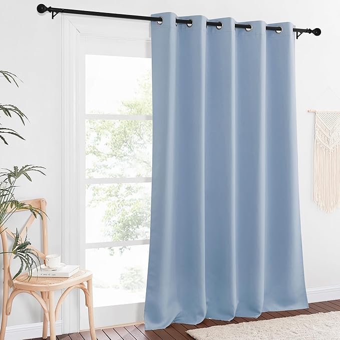 NICETOWN Blackout Curtain Drape for Bedroom - Light Reducing Thermal Insulated Solid Grommet Room Darkening Window Curtain 90 inches Long for Living Room (Vintage Blue, 1 Piece, W66 x L90) - Image 8