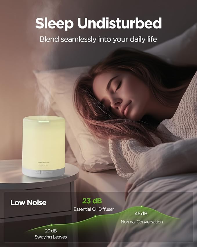 InnoGear 300ML Essential Oil Diffuser, Premium 5-in-1 Ultrasonic Aromatherapy Diffusers Scent Humidifier Aroma Diffuser Vaporizer Auto-Off Timer for Room Office Home, Basic White, Medium - Image 7