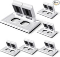 ELEGRP Horizontal Outdoor Cover for Duplex Receptacles, 2-Hole Weatherproof Wall Plate, Outdoor Electrical Outlet Cover, Standard Size 1-Gang 4.55” x 3.02”, Thermoplastic, 6 Pack, White by ELEGRP%7CELEGROUP