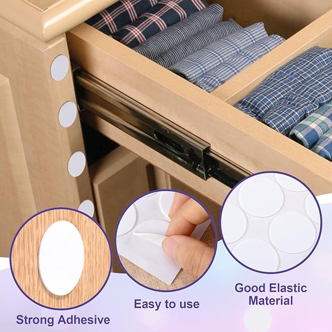 160 Pcs Small Felt Furniture Pads, Self-Adhesive EVA Foam Dot Circles, Round Felt Furniture Stickers for Desks Drawers Vases Photo Frames Cabinets Doors Candlesticks - White (1.18") - Image 4