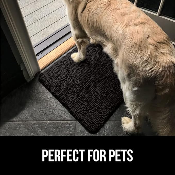 GORILLA GRIP SOAKSTOPPER Dog Door Mat, 36x24 Machine Washable Rug Absorbent Doormat Captures Moisture Mud Dirt, Quick Dry Soft Chenille Entryway Rugs Indoor Entrance Mats for Dog Paws, Black - Image 7